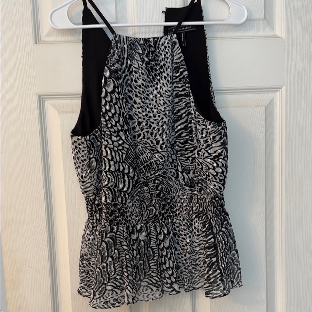 BCBG black-and-white animal print sleeveless top